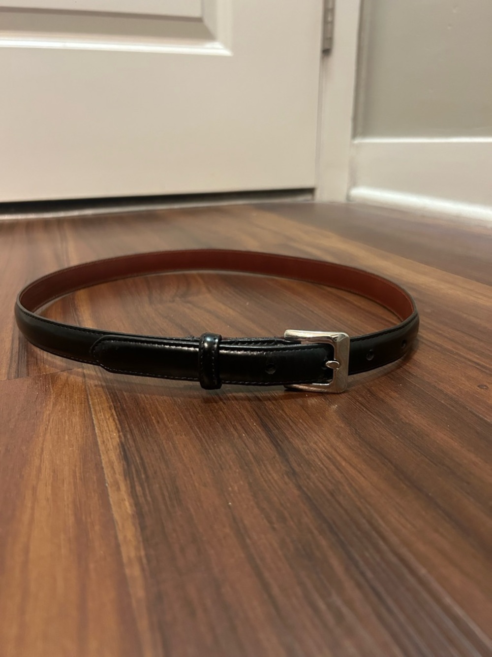 Vintage Coach USA Black Leather Belt Small 8524 Silver Buckle Slim Classic